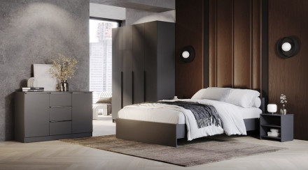 Кровать двуспальная Элегант, Графит 